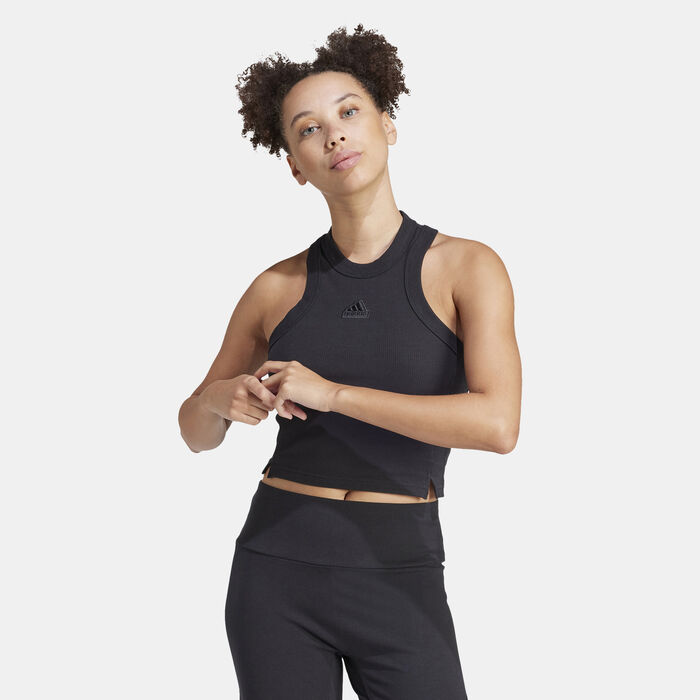 Women's Lounge Ribbed Cropped Tank Top Women's Lounge Ribbed Cropped Tank Top image number 0