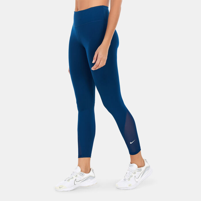 Women's One Mid-Rise 7/8 Mesh-Panelled Leggings Women's One Mid-Rise 7/8 Mesh-Panelled Leggings image number 0