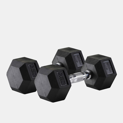 Hex Rubber Dumbbell - 12.5Kg (1 Pair) Hex Rubber Dumbbell - 12.5Kg (1 Pair)