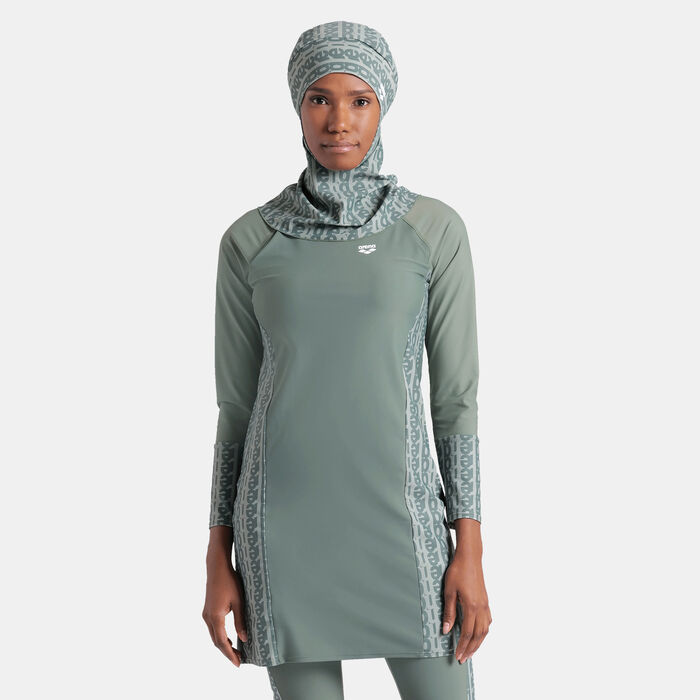 Women's Modesty Allover Print Swimming Hijab Women's Modesty Allover Print Swimming Hijab image number 0