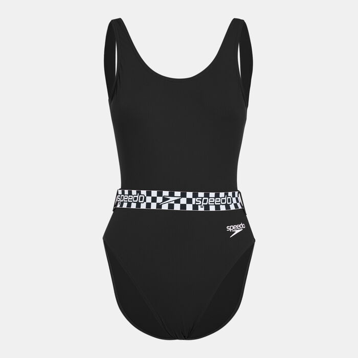 Women's Belted Deep U-Back One-Piece Swimsuit Women's Belted Deep U-Back One-Piece Swimsuit image number 0