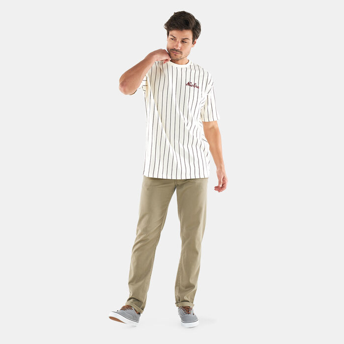 Men's Pinstripe White Oversized T-Shirt image number 2