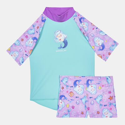 Kids' Printed Rashguard Top and Shorts Set
