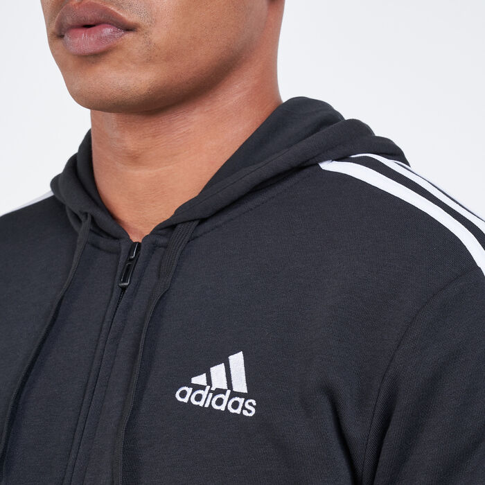 Men's Essentials French Terry 3-Stripes Full-Zip Hoodie Men's Essentials French Terry 3-Stripes Full-Zip Hoodie image number 3