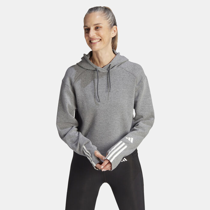 Women's Train Essentials Train Cotton 3-Stripes Hoodie Women's Train Essentials Train Cotton 3-Stripes Hoodie image number 0