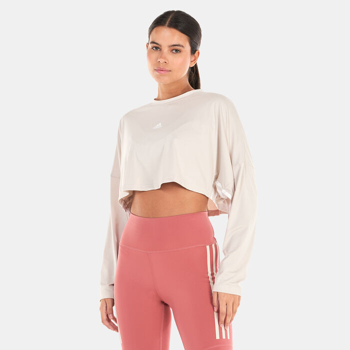Women's Hyperglam Cut 3-Stripes Lightweight Oversized Sweatshirt Women's Hyperglam Cut 3-Stripes Lightweight Oversized Sweatshirt image number 0
