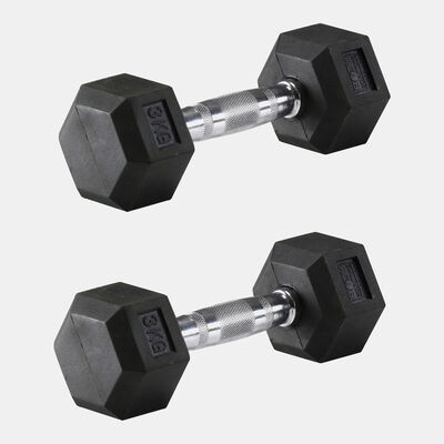 Hex Rubber Dumbbell - 3kg (1 Pair) Hex Rubber Dumbbell - 3kg (1 Pair)