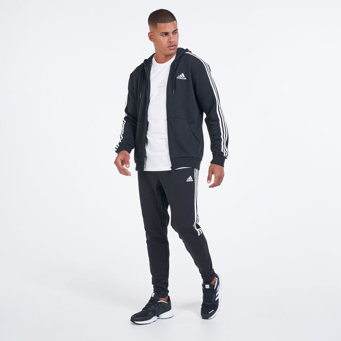 Men's Essentials French Terry 3-Stripes Full-Zip Hoodie Men's Essentials French Terry 3-Stripes Full-Zip Hoodie image number 2