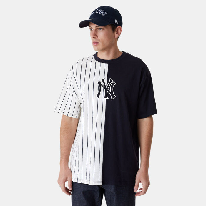 Men's MLB Half Striped Oversized New York Yankees T-Shirt Men's MLB Half Striped Oversized New York Yankees T-Shirt image number 0
