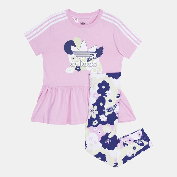 Kids' Flower Print Dress and Leggings Set Kids' Flower Print Dress and Leggings Set image number 0