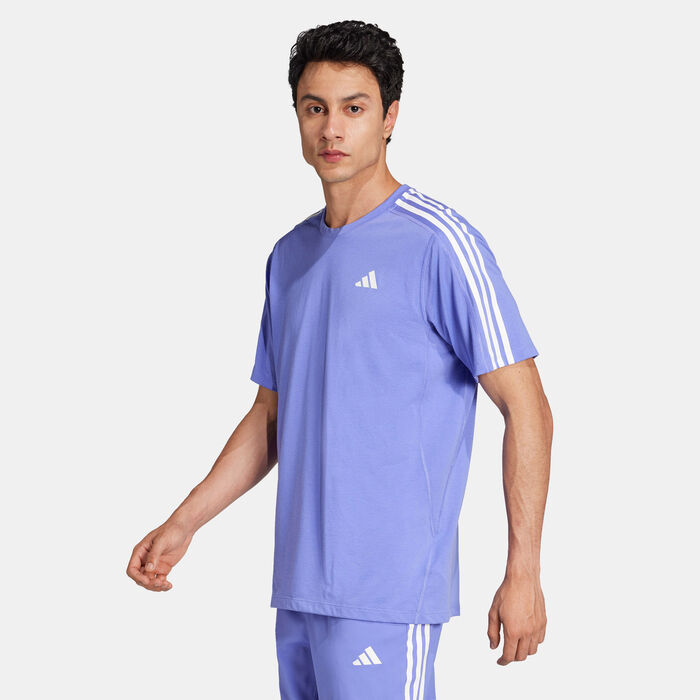 Men's Own the Run 3-Stripes Running T-Shirt Men's Own the Run 3-Stripes Running T-Shirt image number 0