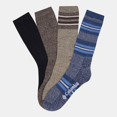 Men's Moisture Control Wide Stripe Crew Socks (4 Pack)