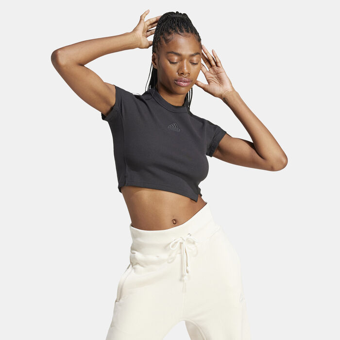 Women's Lounge Ribbed Crop Top Women's Lounge Ribbed Crop Top image number 0