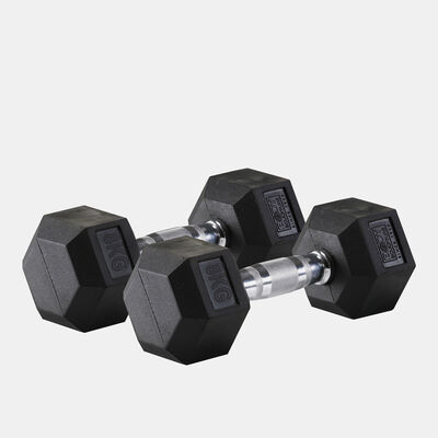 Hex Rubber Dumbbell - With Chrome Handle (8 Kg) Hex Rubber Dumbbell - With Chrome Handle (8 Kg)