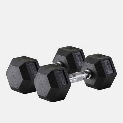 Hex Rubber Dumbbell - 10Kg (1 Pair) Hex Rubber Dumbbell - 10Kg (1 Pair)