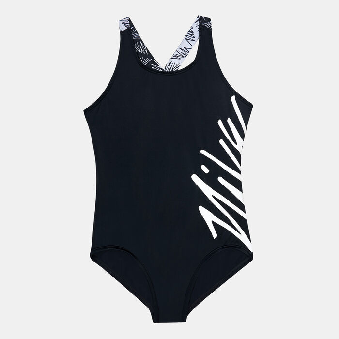 Kids' Script Logo Crossback One-Piece Swimsuit Kids' Script Logo Crossback One-Piece Swimsuit image number 0