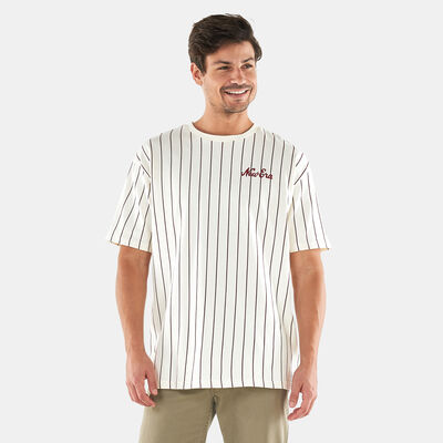 Men's Pinstripe White Oversized T-Shirt