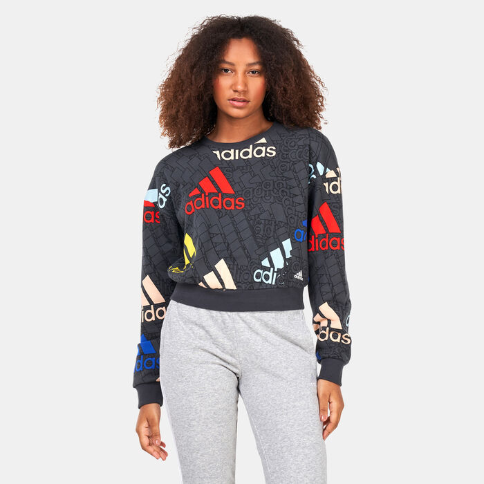 Women's Essentials Multi-Coloured Logo Crop Sweatshirt Women's Essentials Multi-Coloured Logo Crop Sweatshirt image number 0