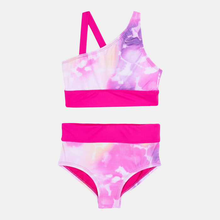 Kids' Asymmetrical Top And High Waisted Two Piece Bikini Set Kids' Asymmetrical Top And High Waisted Two Piece Bikini Set image number 0
