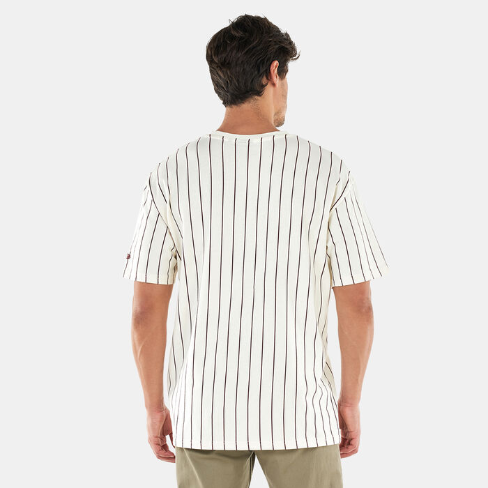 Men's Pinstripe White Oversized T-Shirt image number 1